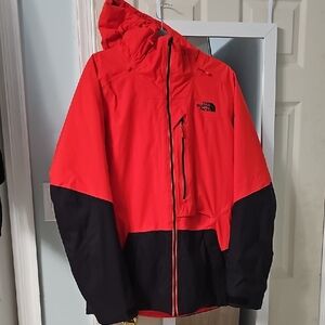 The North Face Vibrant Red and Black Hooded Jacket